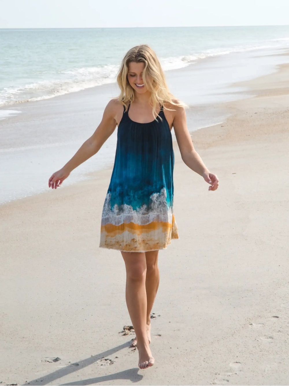 Natural Life Coco Cotton Gauze Mini Dress in Navy Beach Extra Small Boho